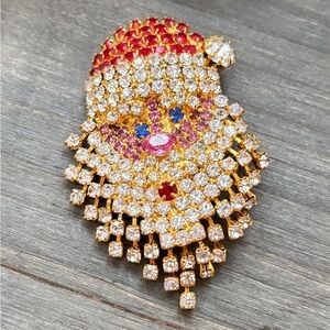 Rhinestone Santa Claus Brooch Christmas